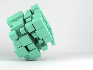 Wall Mural - abstract green random sized cubes array 3 d