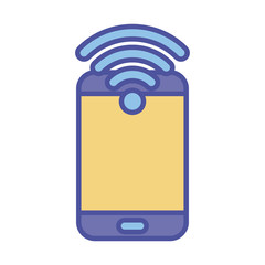 Poster - Smartphone and wifi line and fill style icon vector design