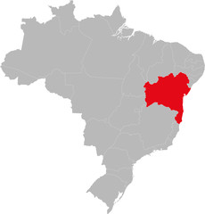 Naklejka na meble Bahia state highlighted on Brazil map. Business concepts and backgrounds.