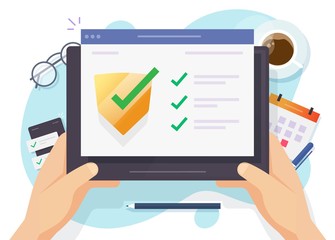 Aufkleber - Security verification check digital computer software guard online for internet website virus attack protection web browser or tablet secure safety guard technology, fraud spy test scan pc checklist