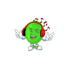 Poster - Cartoon drawing design of cocci listening to the music with headset