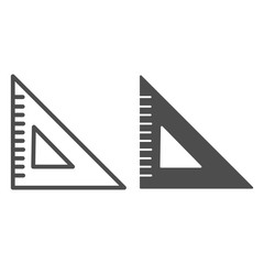 Poster - Geometric triangular ruler line and solid icon, stationery concept, corner straightedge vector sign on white background, triangle ruler symbol in outline style for mobile and web. Vector graphics.