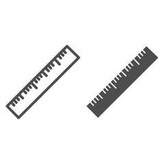 Poster - Ruler line and solid icon, stationery concept, office or school measure tool vector sign on white background, straightedge symbol in outline style for mobile concept and web design. Vector graphics.