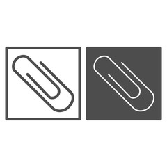 Poster - Paper clip line and solid icon, stationery concept, attachment sign on white background, office paperclip symbol in outline style for mobile concept and web design. Vector graphics.