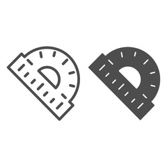 Poster - protractor line and solid icon, school stationery concept, protractor grid for measuring degrees too