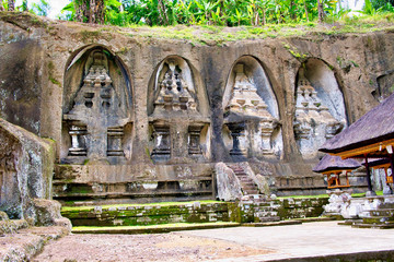 Pura Gunung Kawi Temple in Ubud, Bali Island, Indonesia. Ancient carved in the stone temple with royal tombs.