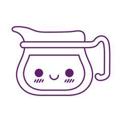 Poster - Kawaii coffee kettle cartoon line style icon vector design