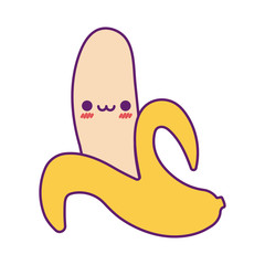 Poster - Kawaii banana cartoon line and fill style icon vector design