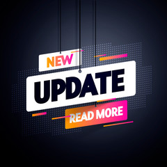Poster - vector illustration modern and dynamic hanging label with text new update, read more