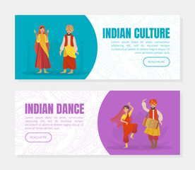 Canvas Print - Indian Culture and Dance Landing Page Templates Set, Travel Website, Mobile Application Vector Illustration