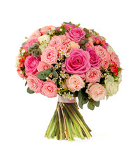 pink wedding bouquet isolated on white background