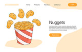 Fototapeta  - Fried chicken meat in bucket vector cartoon landing page concept.