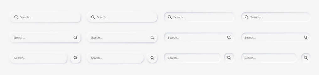 Leinwandbilder - Search bar. Vector set searched navigator, Web elements for browsers, sites, mobile application and search button. Neumorphism design. Vector illustration EPS10