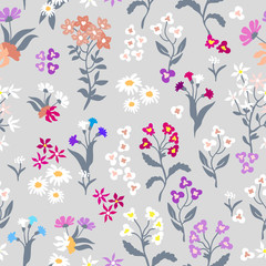 Seamless print with wild flowers. 