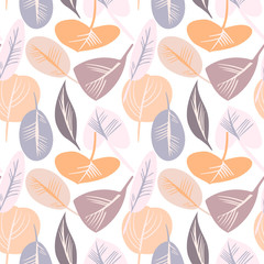 Naklejka na meble Stylized Leaves Seamless Pattern. Decorative Background.