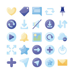 Sticker - Social media and web flat style icon set vector design