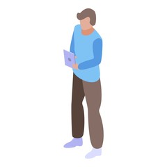 Poster - Man with tablet icon. Isometric of man with tablet vector icon for web design isolated on white background