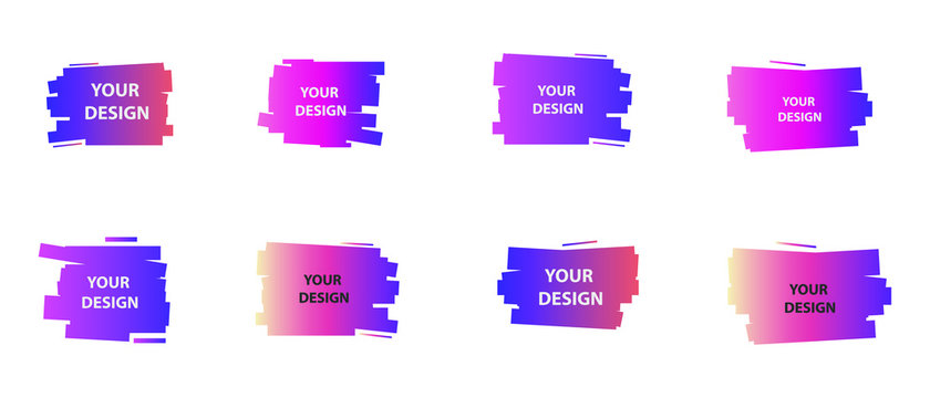 Set of modern abstract vector banners. Multicolor flat geometric shapes. Geometric gradient figures, trendy dynamic elements
