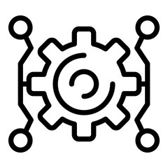 Poster - Gear wheel sociology icon. Outline gear wheel sociology vector icon for web design isolated on white background