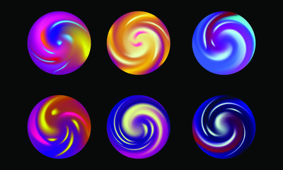 Poster - set of round vector gradient. multicolor sphere. modern abstract background texture. template for de