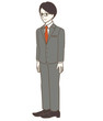 © 黛仲 栞帆 - 立っている男性　スーツ　メガネ　仕事　