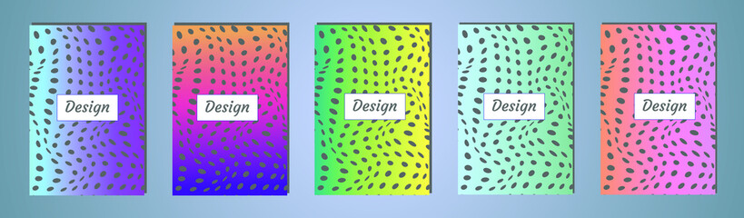 Fototapete - Set of covers design templates with vibrant gradient background. Modern trendy poster with geometric shapes