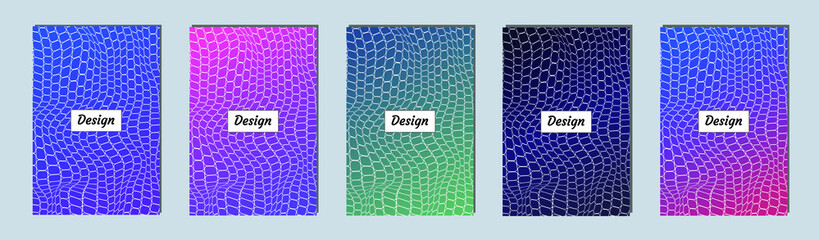 Poster - Set of covers design templates with vibrant gradient background. Modern trendy poster with geometric shapes