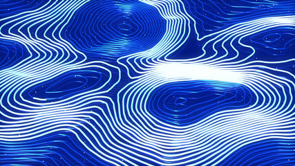 Wall Mural - Abstract blue background with wavy neon lines