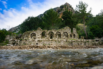 Wall Mural - Ruins of Olympos (Olympus) Ancient Cİty. Cirali beach. Antalya, Turkey. Travel and tourism background.