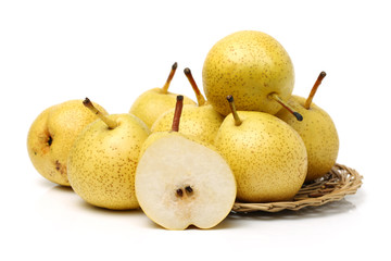 pears on white background