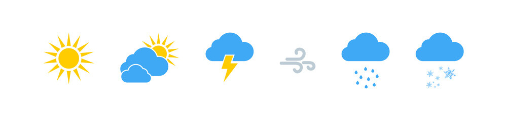 weather vector icons collection. weathers icons. weather forecast sign symbols. weathers signs in fl
