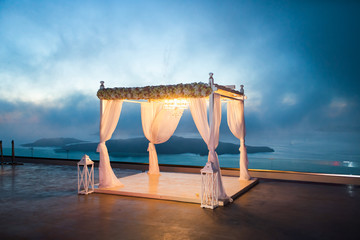 Wedding arch in with illumination at night