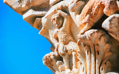 Canvas Print - Decoration of column in Monreale Cathedral Sicily reflex