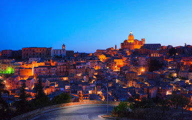 Wall Mural - Late evening with Piazza Armerina church and its old town reflex