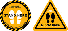 Keep Distance Stand Here Signage Icon