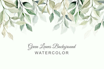 abstract green leaves watercolor background