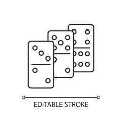 Sticker - Dominoes pixel perfect linear icon. Traditional tabletop game, gambling activity thin line customizable illustration. Contour symbol. Domino pieces vector isolated outline drawing. Editable stroke