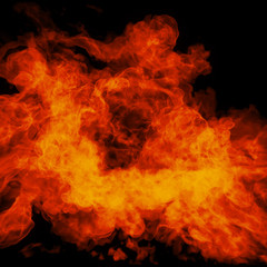 Poster - abstract of flames, burning heat, dancing fire, forming in wave flow. energy waves and simulated inf