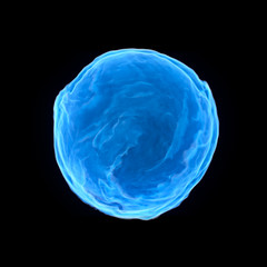 Poster - abstract of blue ball, water or dancing fire, forming in wave flow. energy waves and simulated flow 