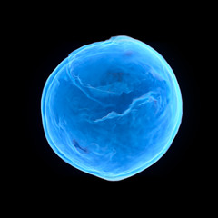 Poster - abstract of blue ball, water or dancing fire, forming in wave flow. energy waves and simulated flow 