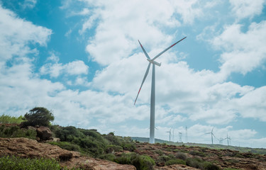 wind turbine with beautiful blue sky
