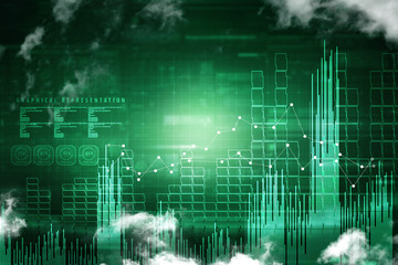 Poster - 2d rendering Stock market online business concept. business Graph 