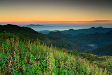 Cloud In Morning And Sunrise In Doi Ang Khang, Chiang Mai, Thailand