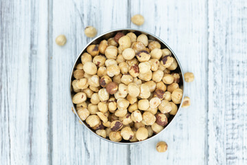 Wall Mural - Peeled Hazelnuts (close up shot; selective focus)