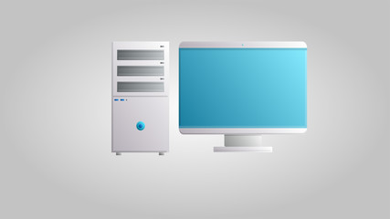 Poster - Digital modern new stationary office computer for games, work and entertainment on a white background. Vector illustration