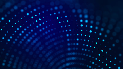 Fototapete - Wave of musical sounds. Abstract background with interweaving of dots and lines. 3D rendering.