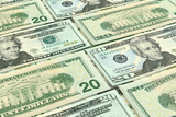 Fototapeta  - Money banknotes background. U.S. 20 dollars bills
