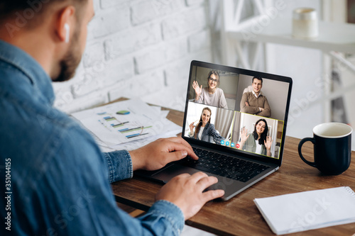 Fotomural Work online by a video conference with colleagues