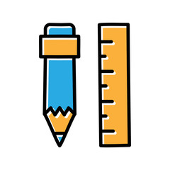 Poster - ruler and pencil hand drawn icon vector design