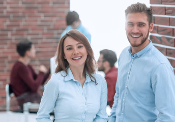 Poster - Group of confident business people in meeting.